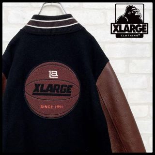 エクストララージ(XLARGE)の【入手困難】X-LARGE バスケットボール 刺繍ロゴ 本革 スタジャン 黒 M(スタジャン)