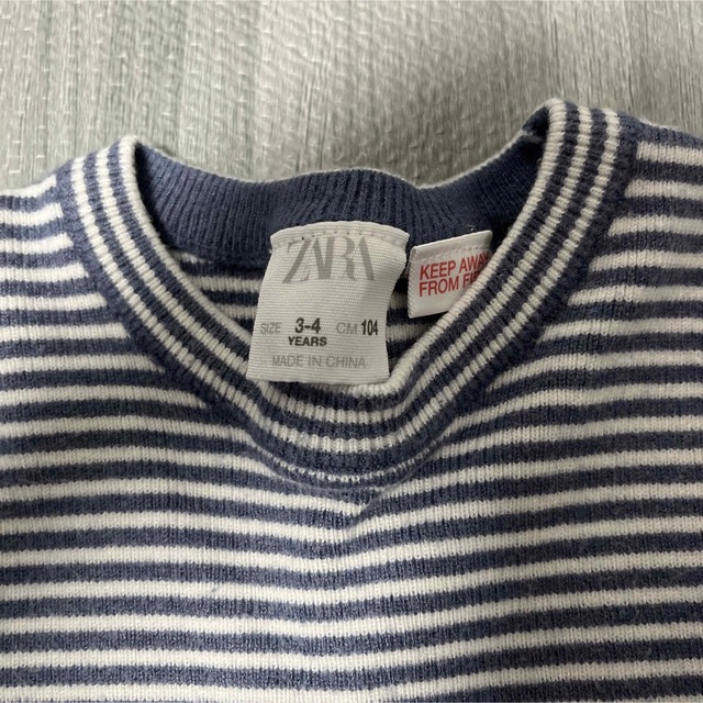 ZARA KIDS(ザラキッズ)のZARA ベイビー キッズ ストライプTシャツ ニット 104cm キッズ/ベビー/マタニティのキッズ服男の子用(90cm~)(Tシャツ/カットソー)の商品写真