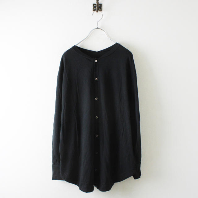 ZUCCa(ズッカ)のZUCCa ズッカ コットン 前開きカットソー M/ブラック  トップス【2400013120814】 レディースのトップス(カットソー(長袖/七分))の商品写真