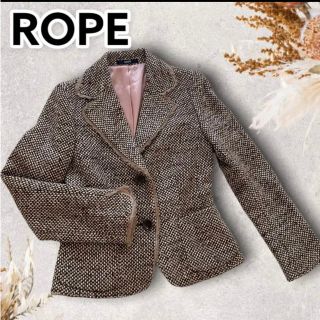 ロペ(ROPE’)のROPE◎ツイード　フリンジ　ジャケット　ウール混(テーラードジャケット)