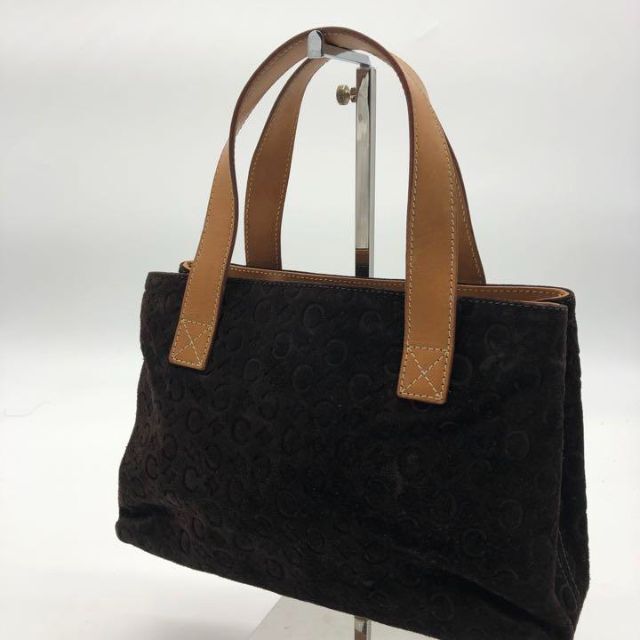 美品 セリーヌ マカダム柄 ハンドバッグ スウェード レザー オールド