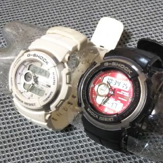 ジーショック(G-SHOCK)のカシオ G-SHOCK G-300LV+G-300(黒赤)2本 動作品(腕時計(アナログ))