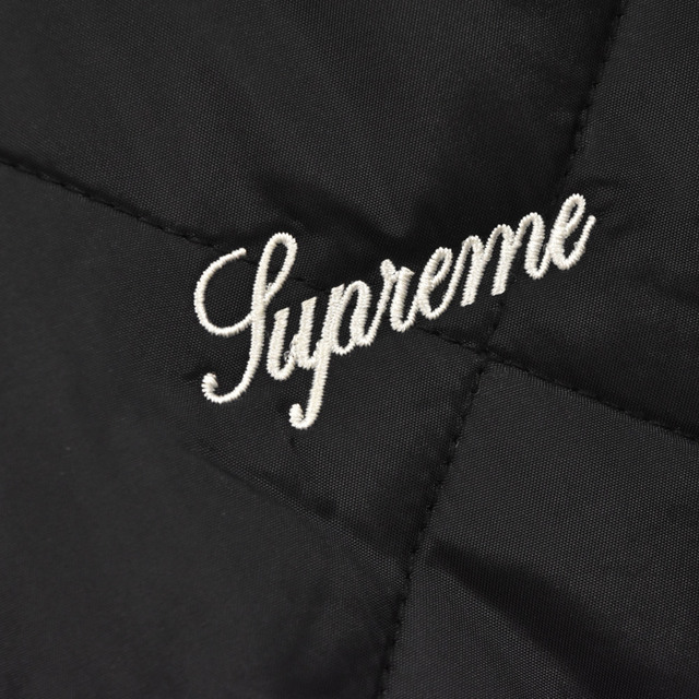 Supreme(シュプリーム)のSUPREME シュプリーム 16SS Sequin Patch Quilted Bomber Jacket 刺繍 ロゴ キルテッド ボンバー ジャケット ブラック メンズのジャケット/アウター(フライトジャケット)の商品写真