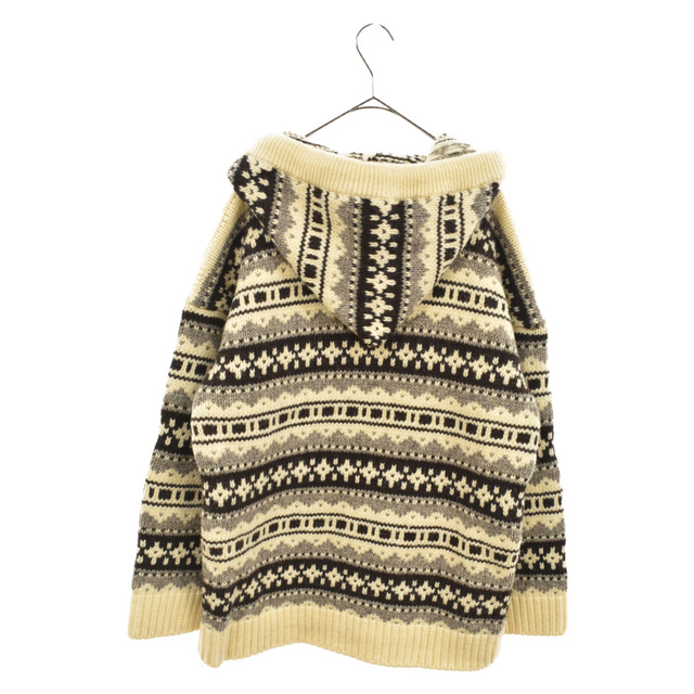 celine(セリーヌ)のCELINE セリーヌ 21AW Baja fair isle Shetland wool hoodie 2A80R1070 バハ フェアアイルシェトランドウール ニットフーディー アイボリー メンズのトップス(パーカー)の商品写真