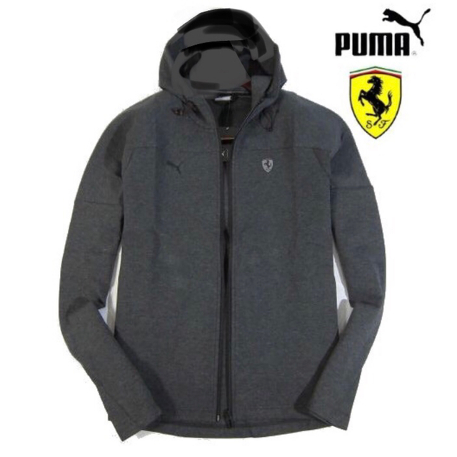 【PUMA×Ferrari】ジップアップ パーカー スウェット（L・濃グレー）US表記M実寸すそ周り