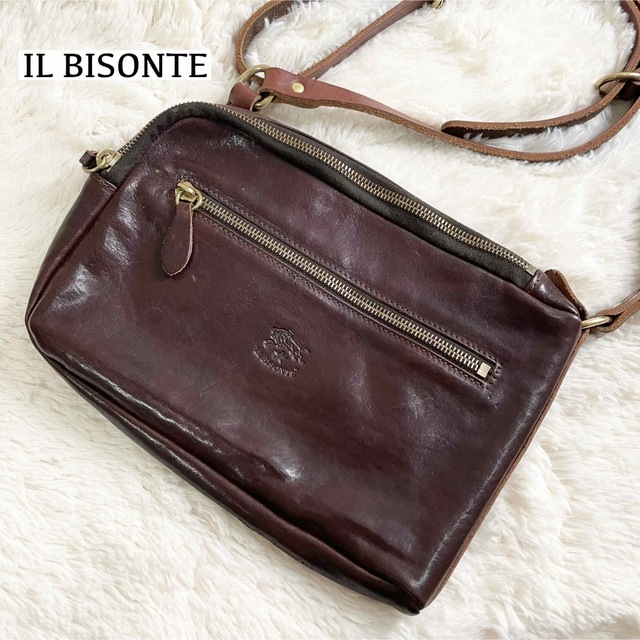 【希少】IL BISONTE サコッシュ ショルダーバッグ ブラウン 本革