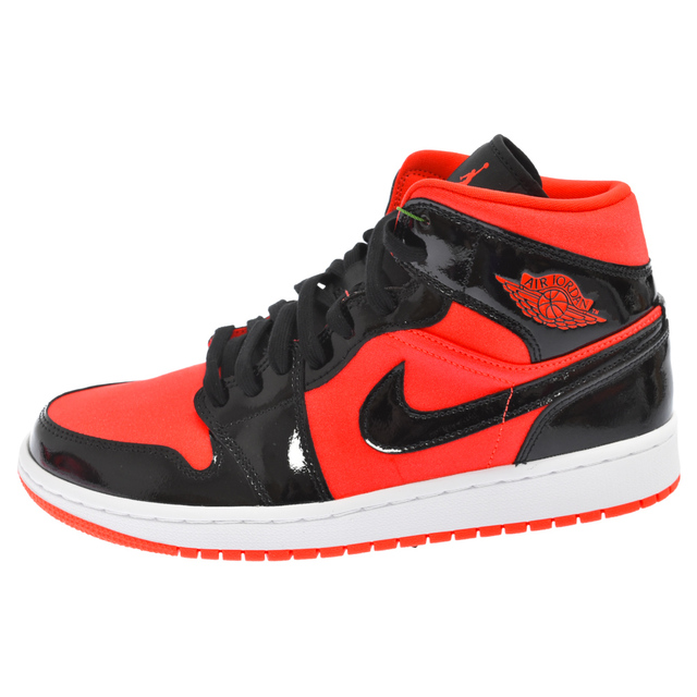 285センチワイズNIKE ナイキ WMNS AIR JORDAN 1 MID HOT PUNCH BQ6472-600 エアジョーダンワン ミッドカットスニーカー US10 ブラック/ピンク