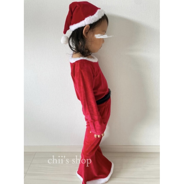 ◆キッズ 100 サンタさん クリスマス フレアセットアップ  プチプラ 人気 キッズ/ベビー/マタニティのキッズ服女の子用(90cm~)(ドレス/フォーマル)の商品写真