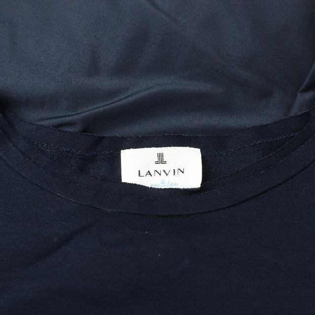 LANVIN en Bleu(ランバンオンブルー)のランバンオンブルー フレアワンピース ロング 七分袖 切替 38 M 紺 レディースのワンピース(ロングワンピース/マキシワンピース)の商品写真