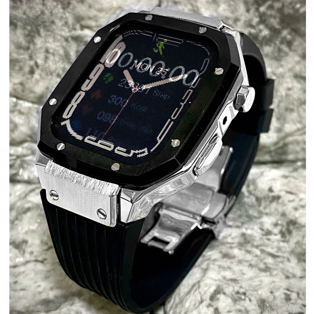 アップルウォッチ　ラバー　バンド　メタル　カスタム　Apple Watch メンズの時計(ラバーベルト)の商品写真