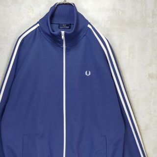 ゆるダボ】フレッドペリー 2XL トラックジャケット ブルー系 青 白 くすみ-