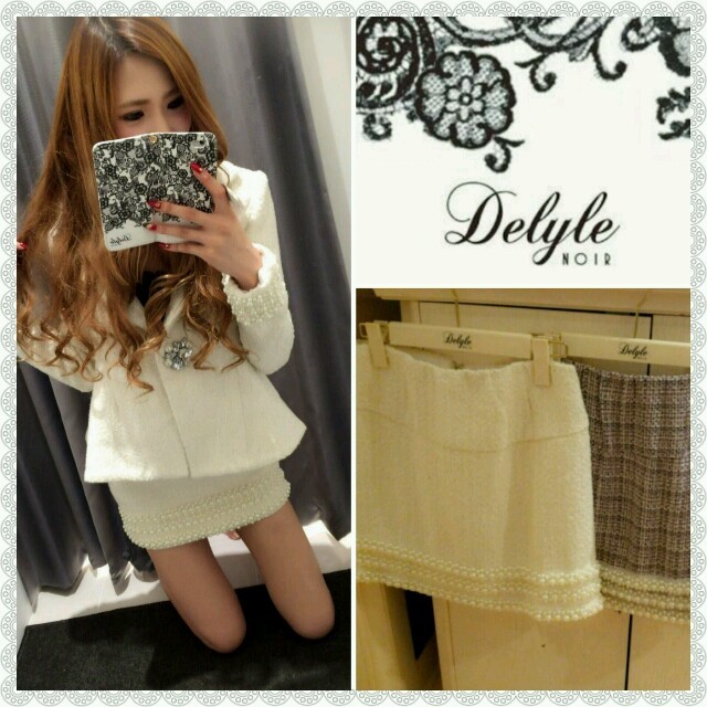 Delyle NOIR(デイライルノアール)の新品　Delyle　NOIR　裾パール　ツイードスカート レディースのスカート(ミニスカート)の商品写真