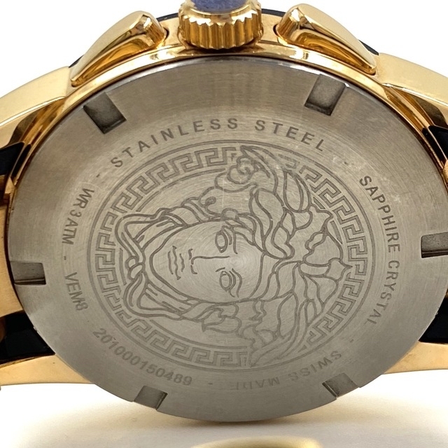 ヴェルサーチ Versace クロノグラフ ブラック文字盤 メンズ 腕時計 動品