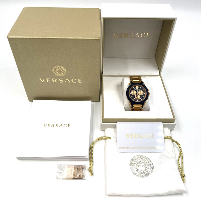 ヴェルサーチ Versace クロノグラフ ブラック文字盤 メンズ 腕時計 動品
