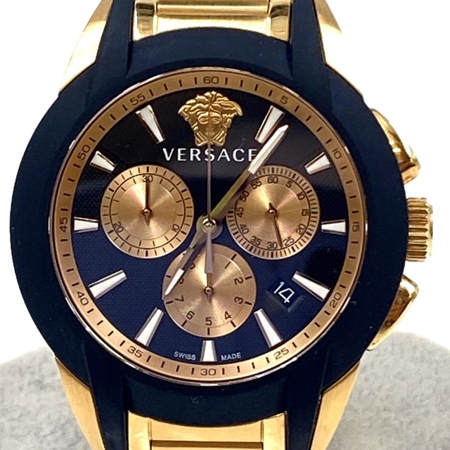 ヴェルサーチ Versace クロノグラフ ブラック文字盤 メンズ 腕時計 動品