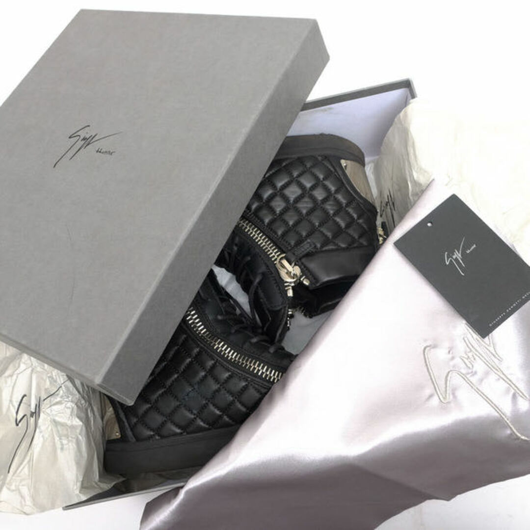 ジュゼッペザノッティ／Giuseppe Zanotti シューズ スニーカー 靴 ハイカット メンズ 男性 男性用レザー 革 本革 ブラック 黒  RU4108 LONDON TR UOMO キルティング加工 サイドジップ バックジップ メンズの靴/シューズ(スニーカー)の商品写真