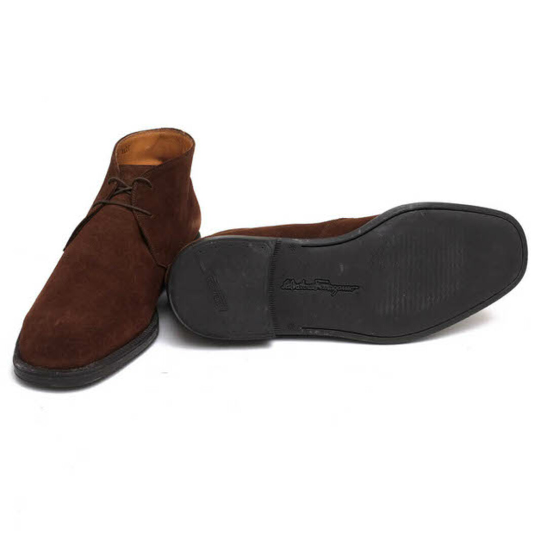 フェラガモ/Salvatore Ferragamo チャッカブーツ シューズ 靴 メンズ 男性 男性用スエード スウェード レザー 革 本革 ブラウン 茶 ラバーソール プレーントゥ