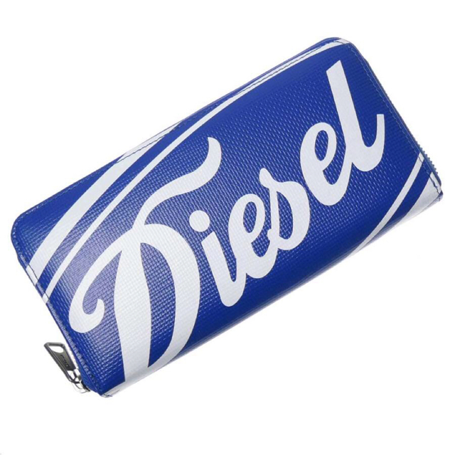 DIESEL 長財布 FORDパロディ ロゴ ラウンドジップ ブルー-