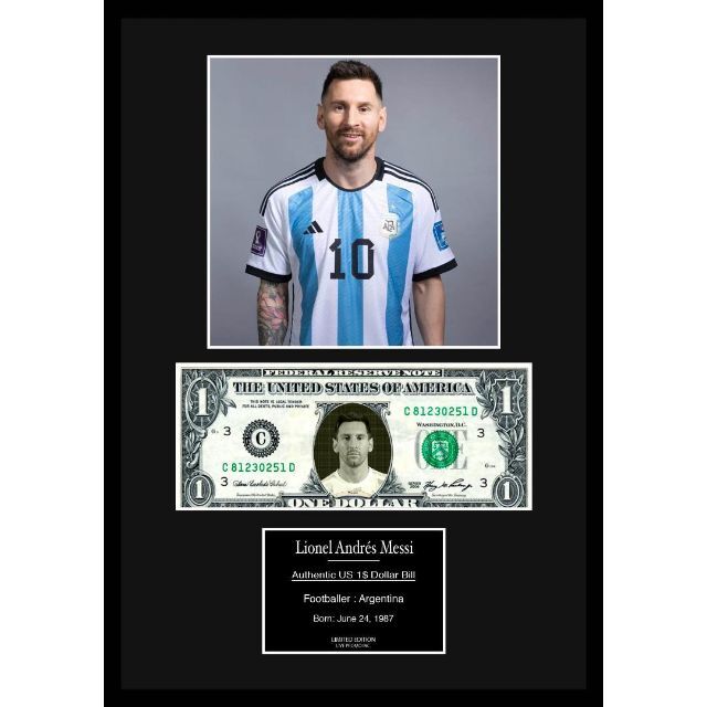 【Lionel Messi/リオネル・メッシ】写真フレーム証明書付-1dc