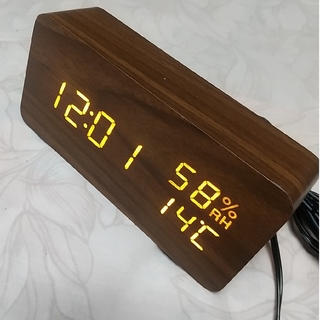 アイリスオーヤマ(アイリスオーヤマ)のデジタル置き時計　ICW-01W-T　ブラウン(置時計)