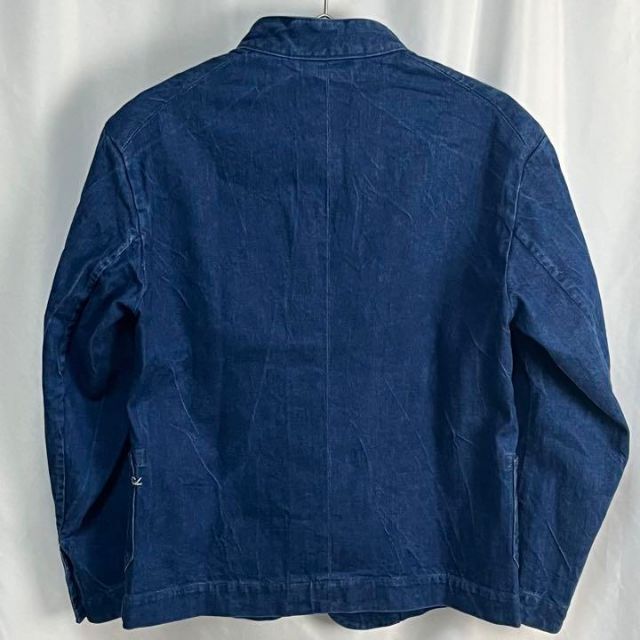 【極美品】45R 藍デニム バンドカラージャケット インディゴ