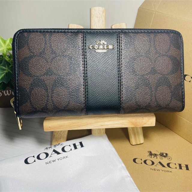 新品未使用❣️ブラックcoach 長財布オールレザーラウンドファスナー