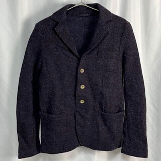 【美品】45R ヘリンボーン ツイード ウール テーラードジャケット