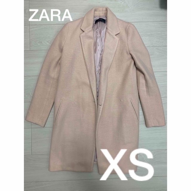 ZARA(ザラ)のZARA BASIC ザラ ベーシック ピンク チェスターコート XS アウター レディースのジャケット/アウター(チェスターコート)の商品写真
