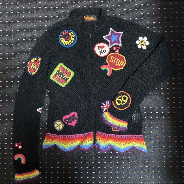 希少】hystericglamour レインボー かぎ編み ジップカーディガン-
