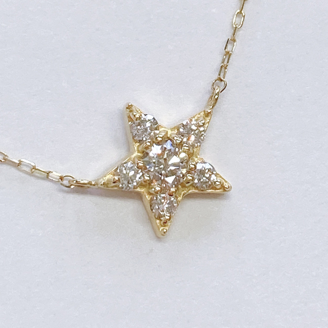 高級ジュエリー★K18YG ダイヤモンド 0.15ct スター ネックレス 星型 ペンダント