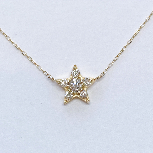 ★K18YG ダイヤモンド 0.15ct スター ネックレス 星型 ペンダント