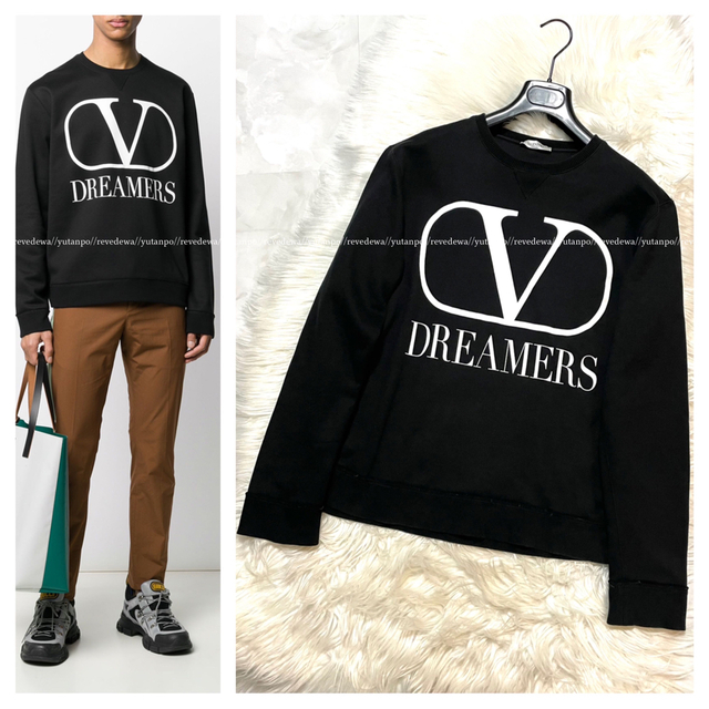 本物 名作 ヴァレンティノ Vロゴ DREAMERS スウェット トレーナー 黒45袖丈