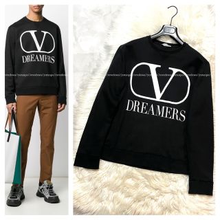 ヴァレンティノ(VALENTINO)の本物 名作 ヴァレンティノ Vロゴ DREAMERS スウェット トレーナー 黒(スウェット)