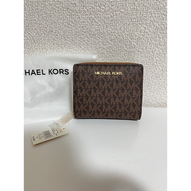 マイケルコース 財布 二つ折り財布 ブラウン シグネチャー 茶色