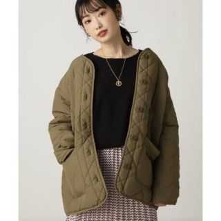 ナチュラルビューティーベーシック(NATURAL BEAUTY BASIC)の【ほぼ未使用・美品✧︎*】NBB☆カーキ 中綿キルトブルゾン(ブルゾン)