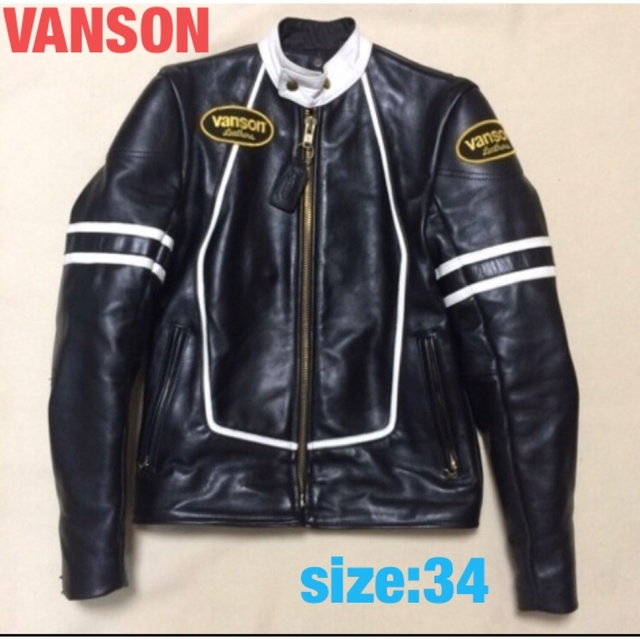 VANSON ライダースジャケット シングル 本革 size34ジャケット/アウター