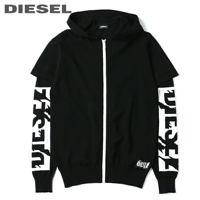 DIESEL(ディーゼル)の3.3万円 DIESELディーゼル レイヤード ジップアップ ニットパーカー メンズのトップス(パーカー)の商品写真