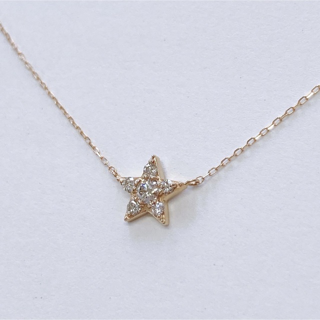 ★K18PG ダイヤモンド 0.15ct スター ネックレス 星型 ペンダント 3
