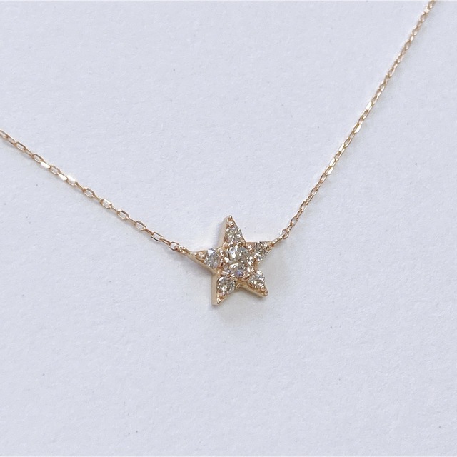 ★K18PG ダイヤモンド 0.15ct スター ネックレス 星型 ペンダント - 2