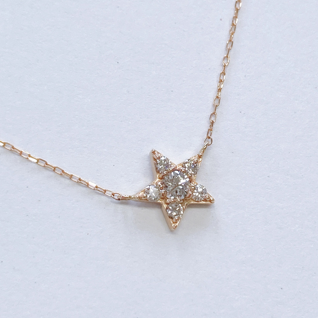 ★K18PG ダイヤモンド 0.15ct スター ネックレス 星型 ペンダント - 8