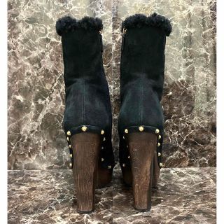 Gucci - グッチ GUCCI ムートン ブーツ ブラック スエード スタッズ 37