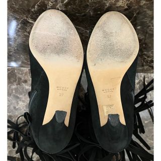 Gucci - グッチ GUCCI フリンジ ブーツ ゴールド スタッズ 37 黒