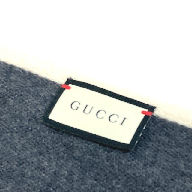 Gucci(グッチ)のグッチ GUCCI GG ストライプ 575605 フリンジ マフラー ウール グレー×ブラウン 未使用 メンズのファッション小物(マフラー)の商品写真