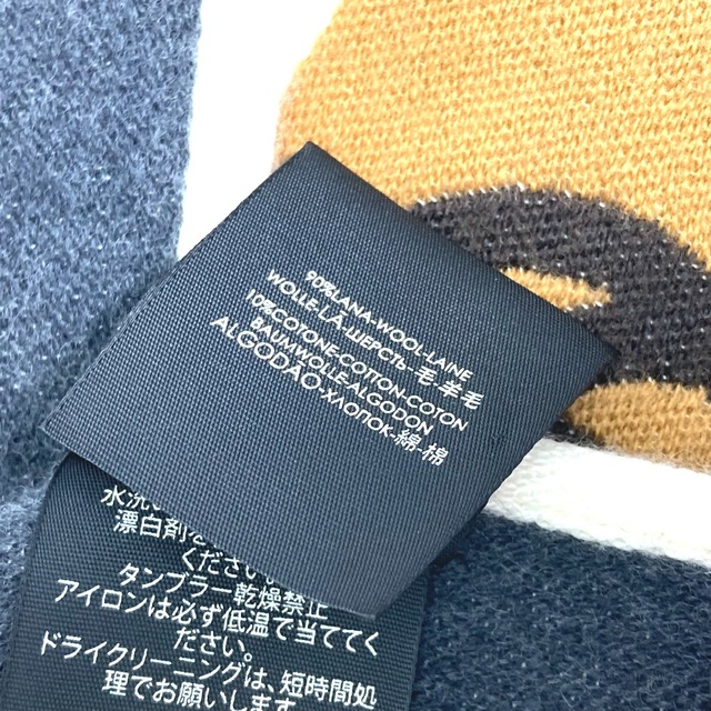 グッチ GUCCI GG ストライプ 575605 フリンジ マフラー ウール グレー×ブラウン 未使用