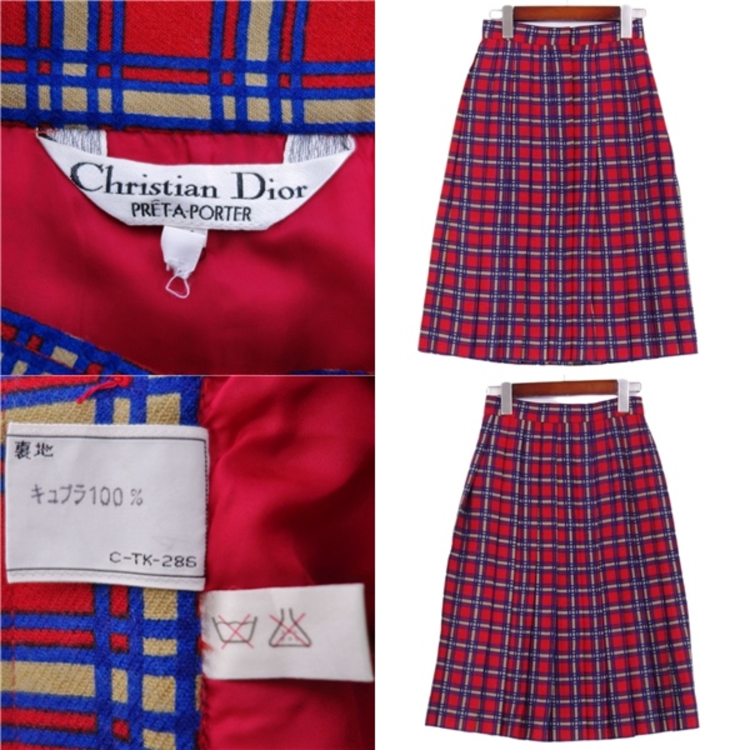 美品 Vintage クリスチャンディオール Christian Dior PRETAPORTER スカート プリーツスカート ウール M ブラック