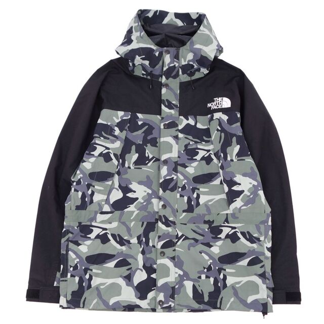 美品 ザノースフェイス THE NORTH FACE ジャケット ノベルティマウンテンライトジャケット NP62135 GORE-TEX ゴアテックス 迷彩 アウター メンズ XXL ローレルリースグリーンエクスプローラーカモ約79cm身幅