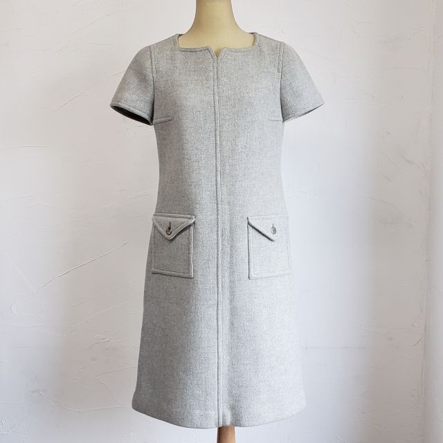 Courreges - クレージュ ☆ ウール 半袖 ワンピース 秋冬 38 ポケット ...