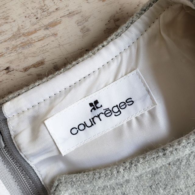 Courreges - クレージュ ☆ ウール 半袖 ワンピース 秋冬 38 ポケット ...