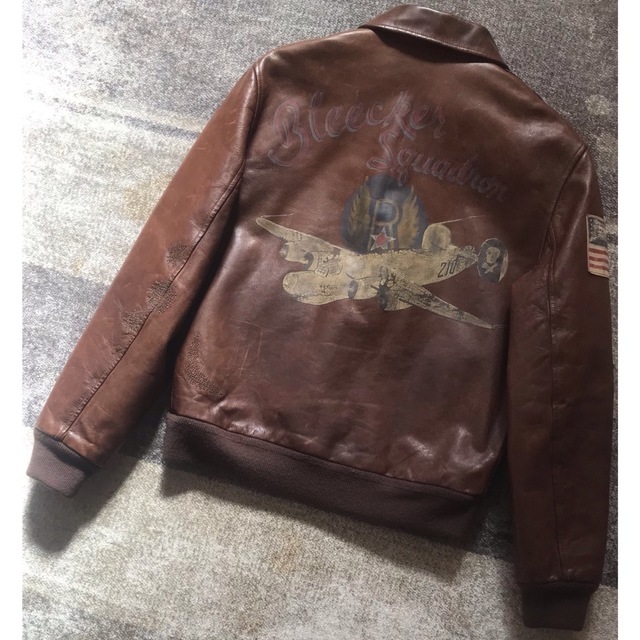 POLO RALPH LAUREN(ポロラルフローレン)の幻の逸品 超レア 圧巻の戦闘機ペイント ラルフローレン A-2 レザージャケット メンズのジャケット/アウター(レザージャケット)の商品写真