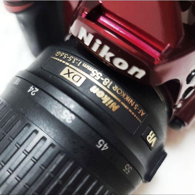 最終値下 美品 Nikon ニコン D3200 本体 レンズ セット レッド 赤-